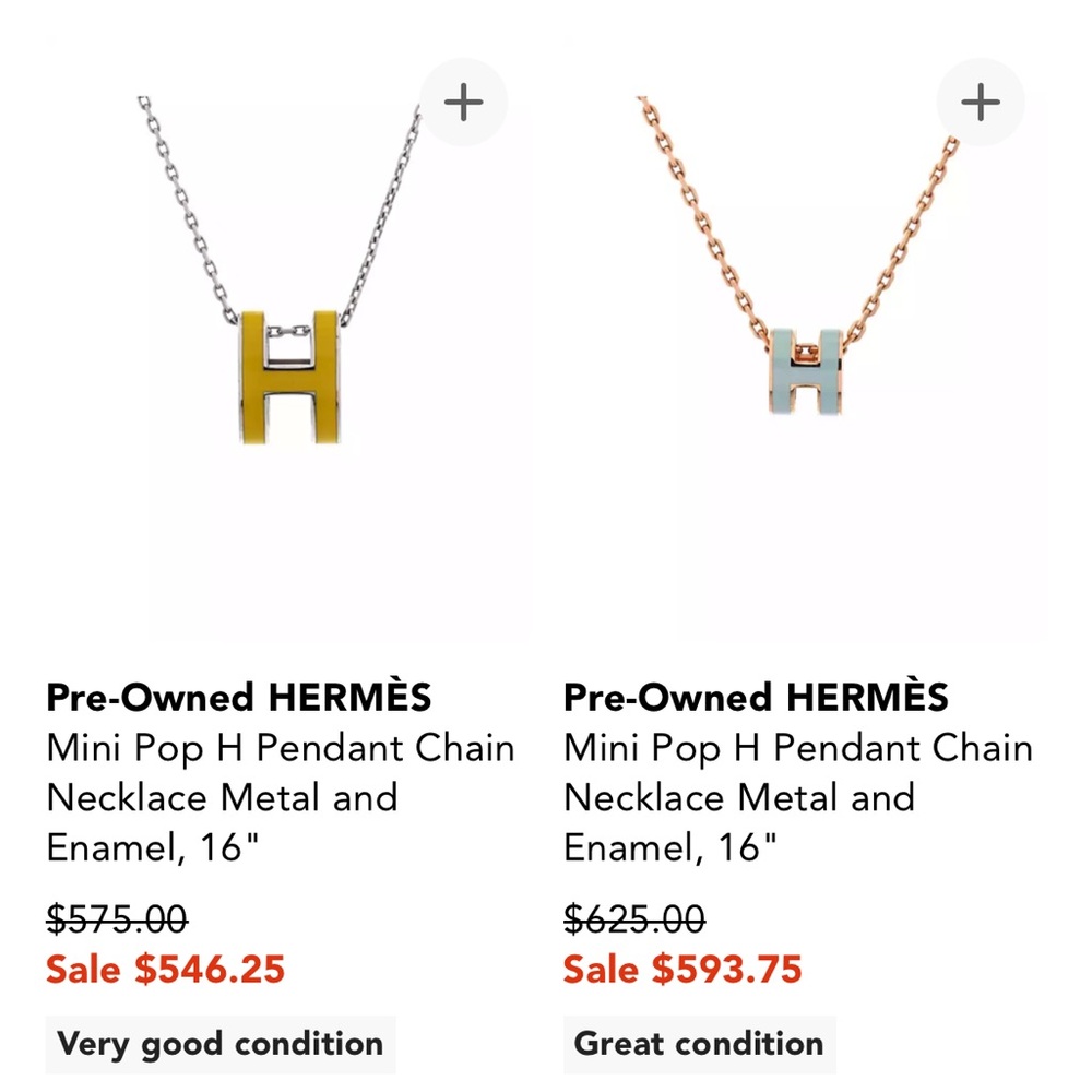 Hermès Pop H Necklace Yellow Palladium (Regular size Not Mini) NIB Silver tone - Picture 12 of 12